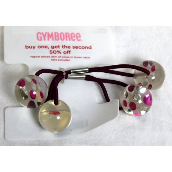 NWT 2005 Gymboree Winter Princess Pair Pony Tail Holder Kiss Balls Clear Glitter - Picture 2 of 3